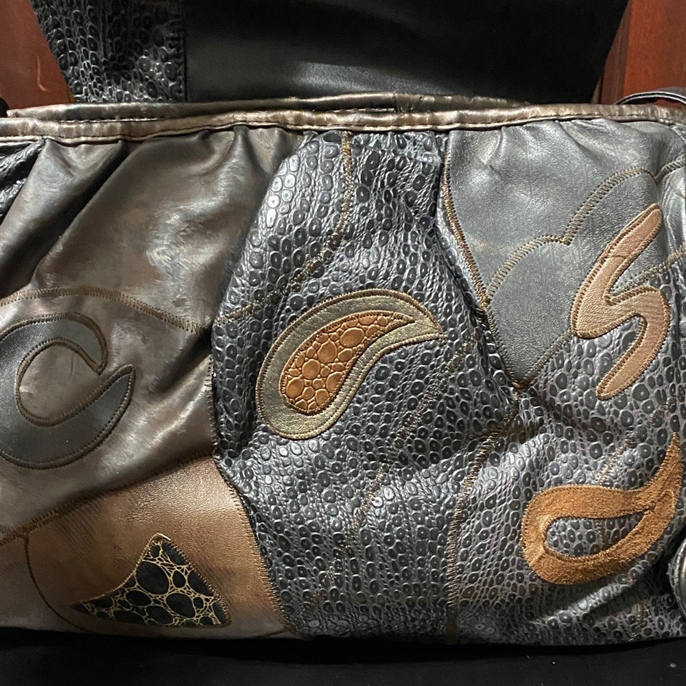 Vintage NAS Alentini Patchwork fall faux Leather shoulder Bag - Picture 14 of 16